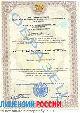 Образец сертификата соответствия аудитора №ST.RU.EXP.00006191-2 Щербинка Сертификат ISO 50001